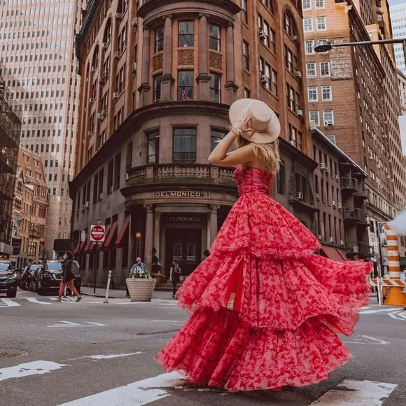 Dresses | Sold Lace Beads Exclusive High Low Tulle Maxi Dress In Red Floral  Sold | Poshmark